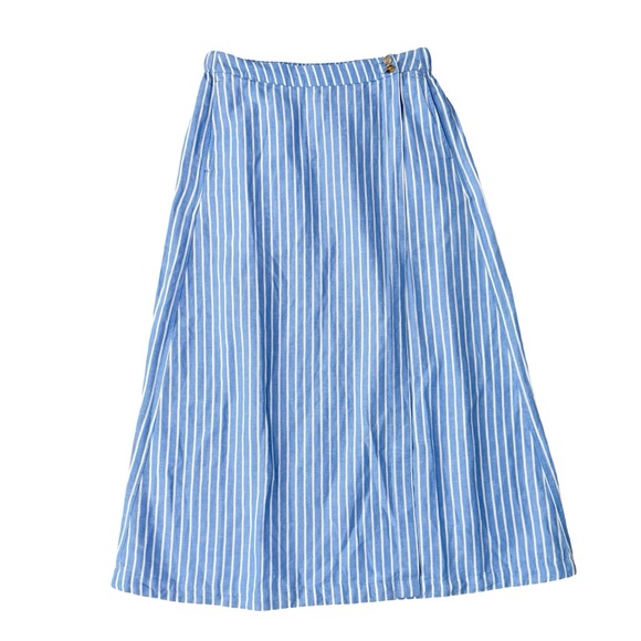Pact Organic Cotton Canopy Linen
Blend Wrap Midi Skirt Blue & white Striped NWOT - Picture 2 of 10